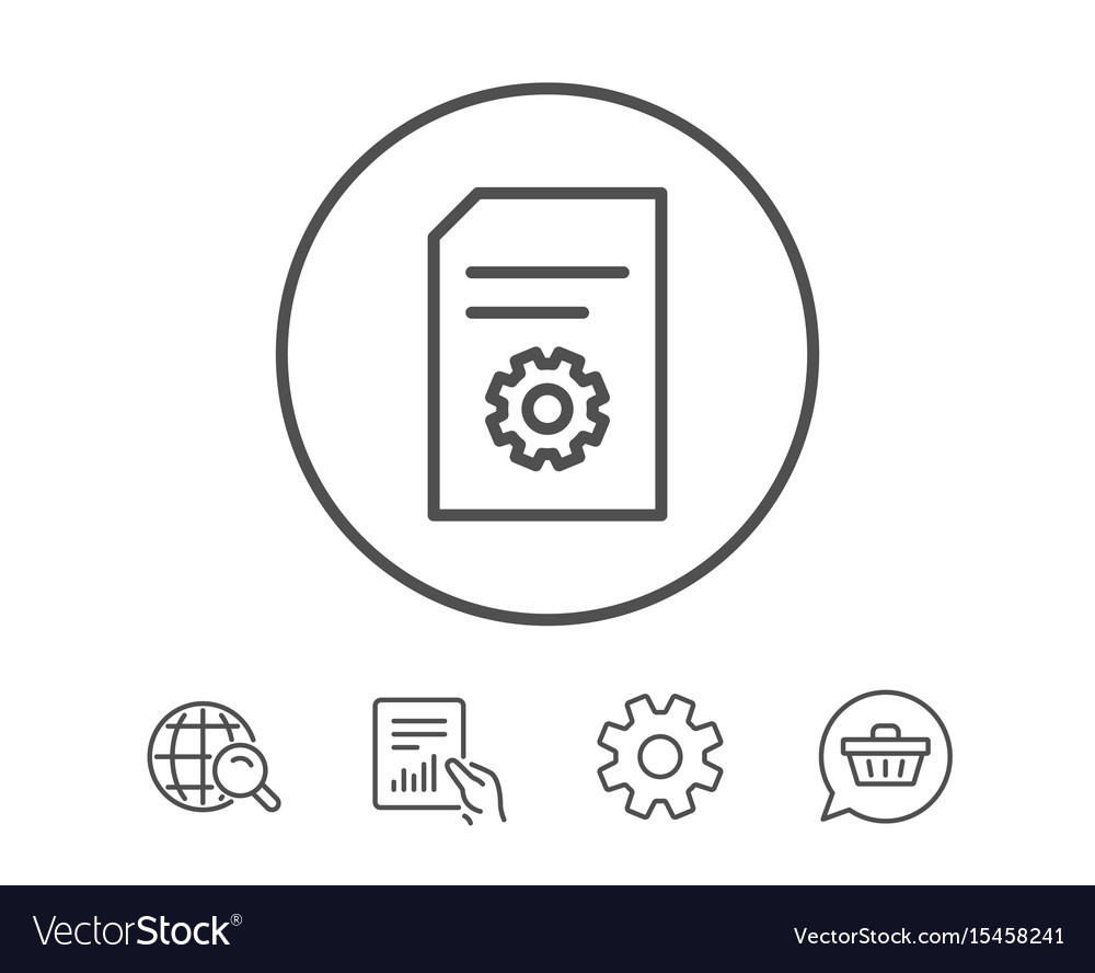 Document management icon file with cogwheel