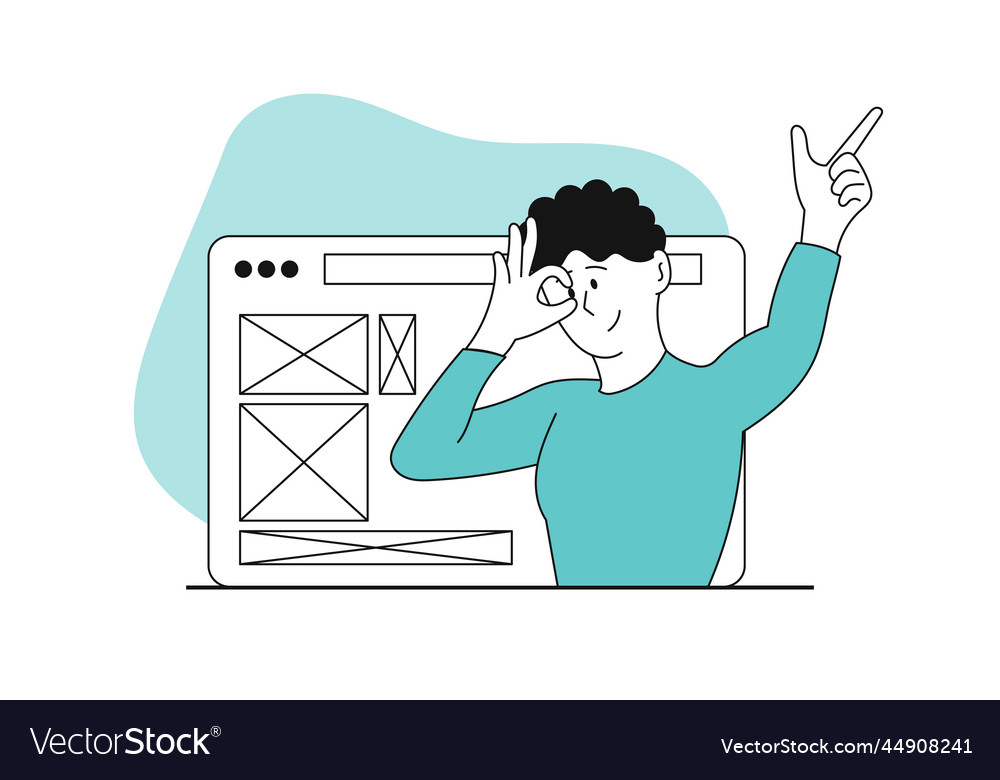 Man developing a website concept programming Vector Image Man developing a website concept programming