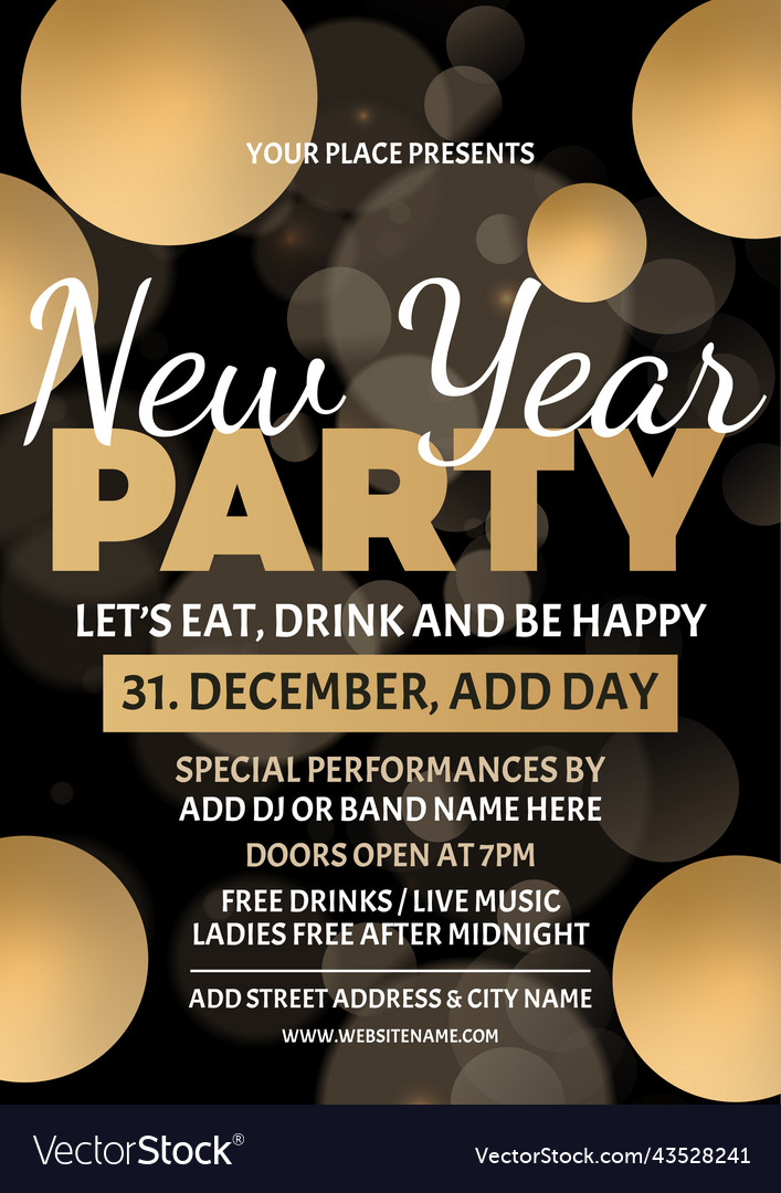 New year party celebration poster flyer design Vector Image