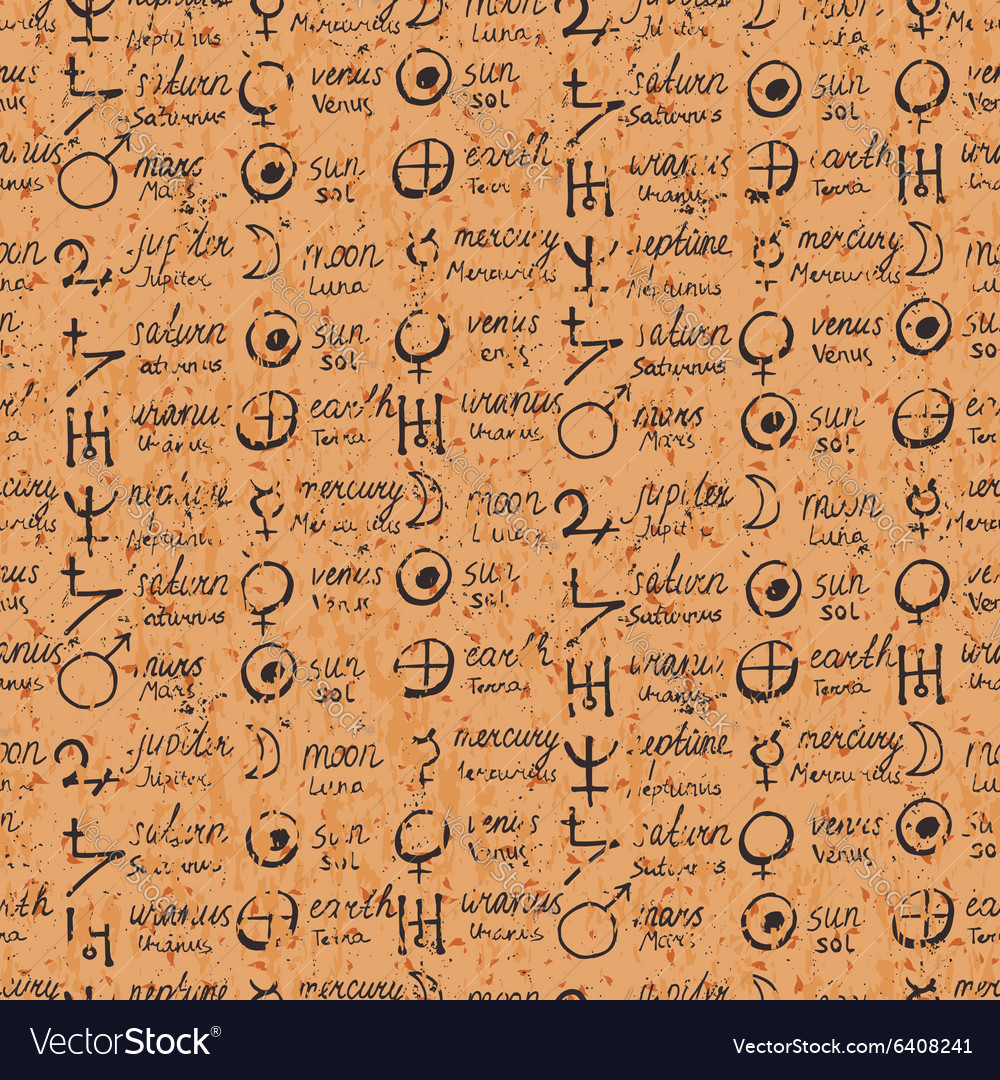 Pattern with alchemy symbols Royalty Free Vector Image