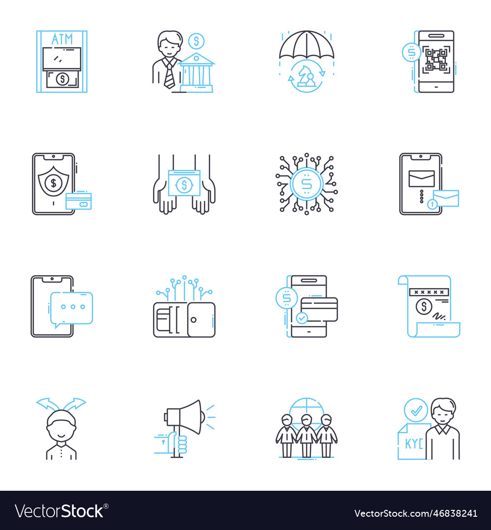 Selbstausführende Verträge lineare Icons Set vector image Selbstausführende Verträge lineare Icons Set