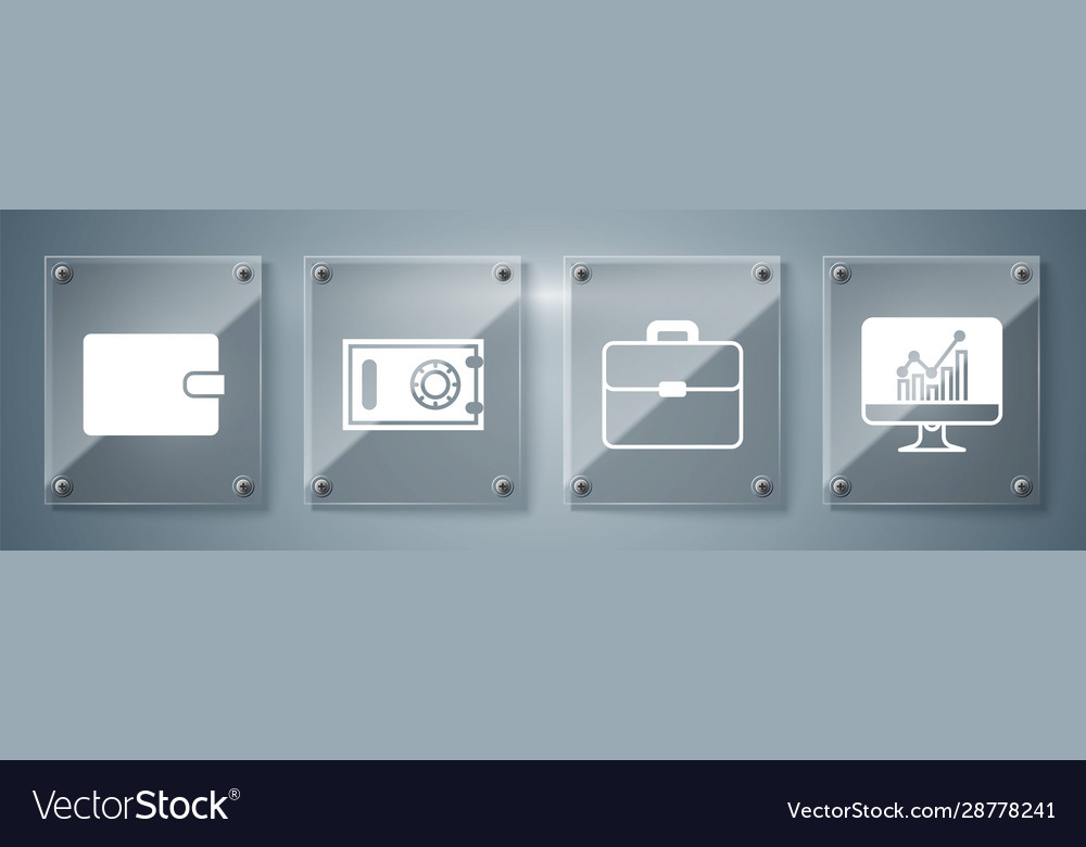 Computer-Monitor mit Diagramm-Diagramm Aktenkoffer einstellen vector image Computer-Monitor mit Diagramm-Diagramm Aktenkoffer einstellen
