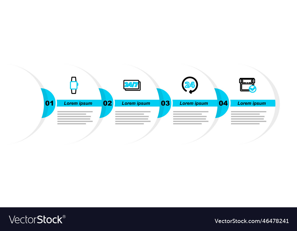 Set line calendar with check mark clock 24 hours vector image Set line calendar with check mark clock 24 hours