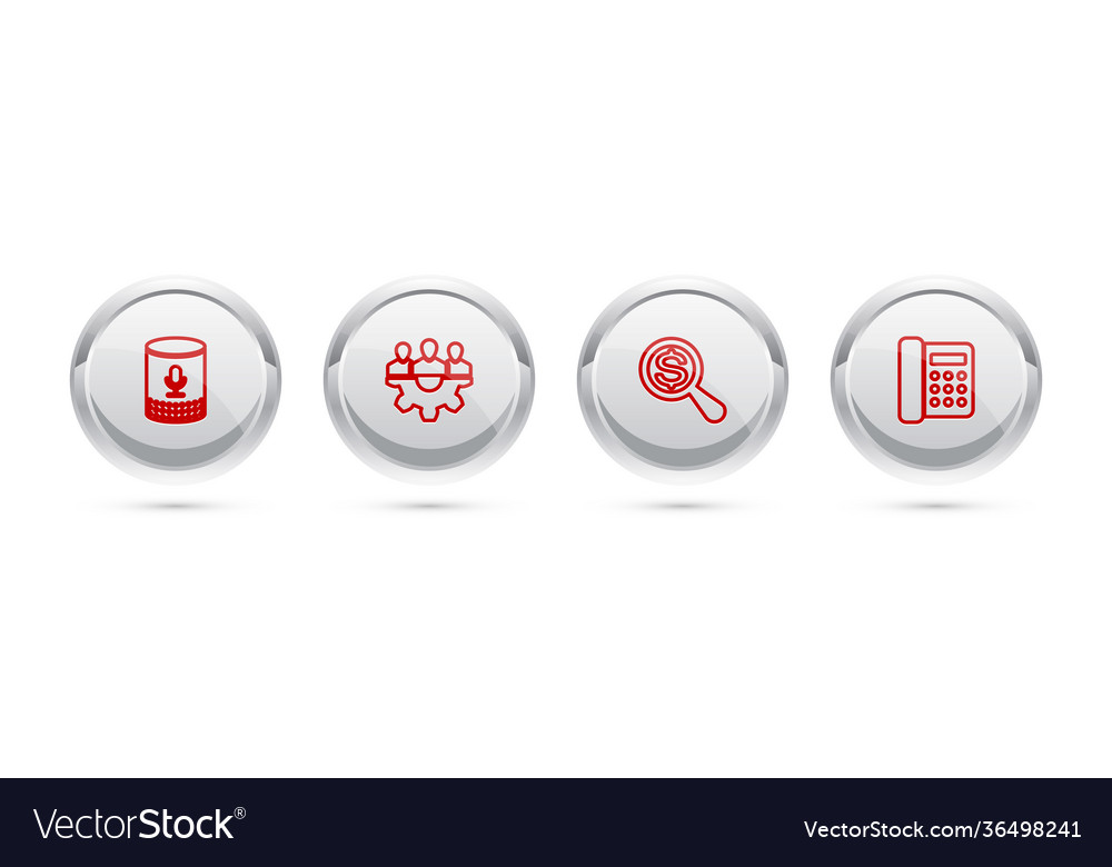 Set line voice assistant project team base vector image Set line voice assistant project team base