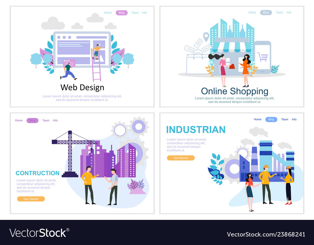 Set of web page design templates for business Vector Image Set of web page design templates for business