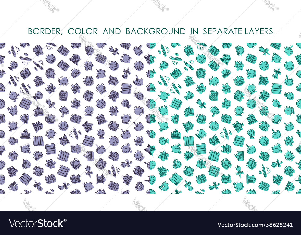 Set seamless patterns with linear icons