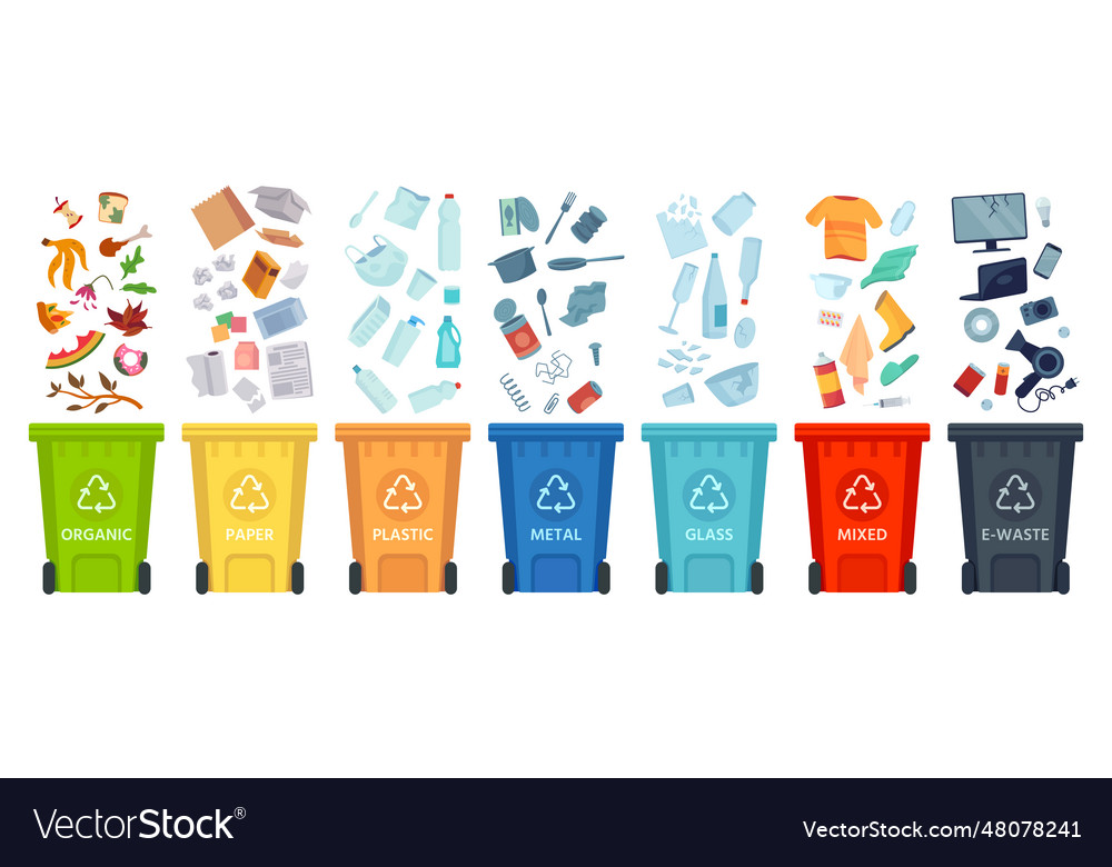 Waste segregation sorting garbage by material