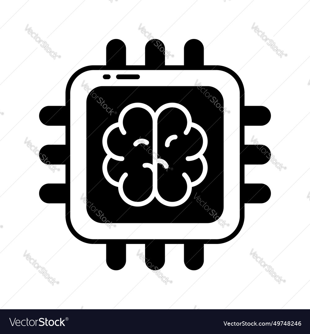 Brain with microchip ai processor concept