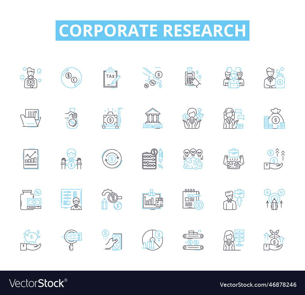 Corporate research linear icons set innovation