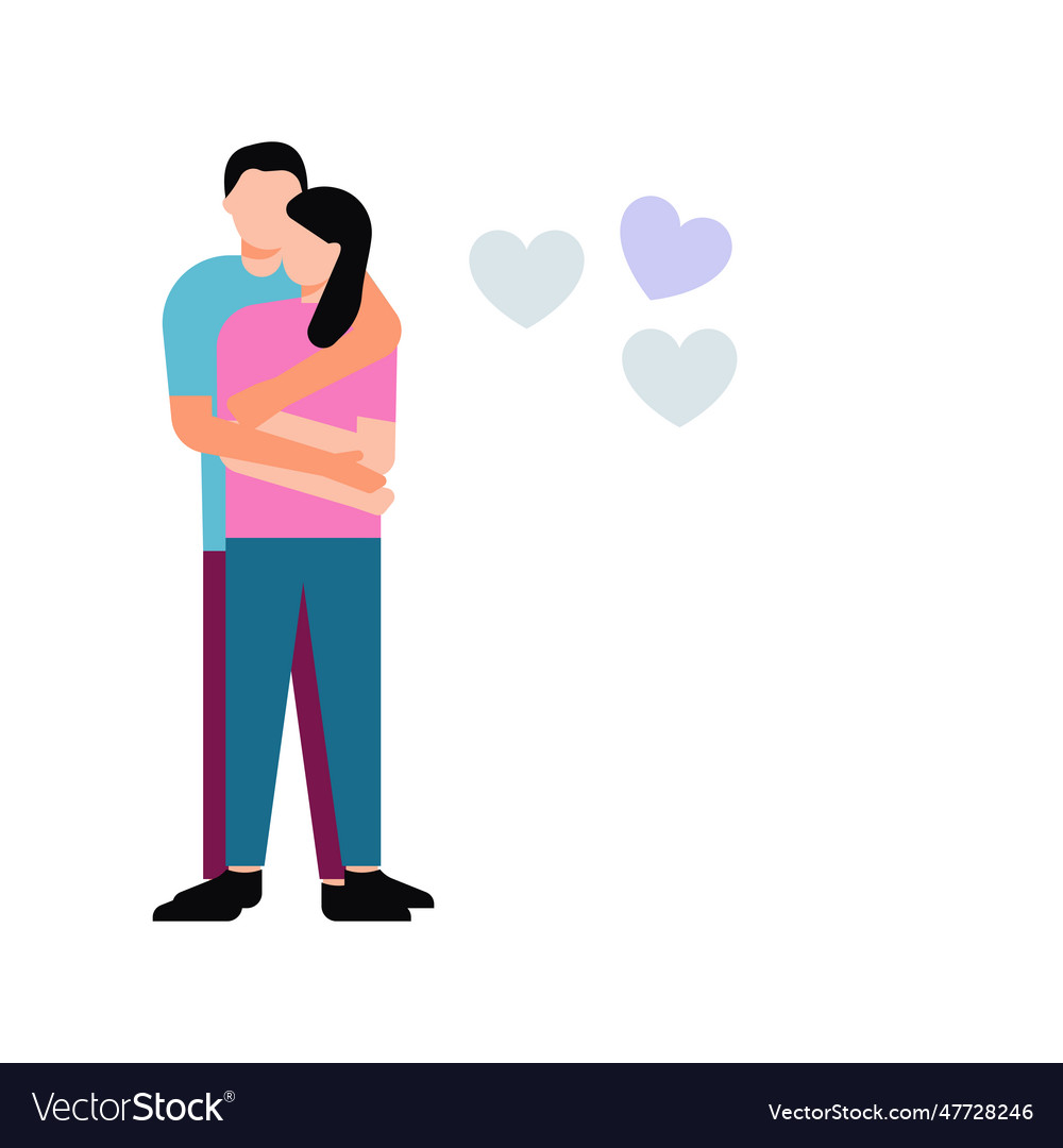 Couple stands romantically Royalty Free Vector Image