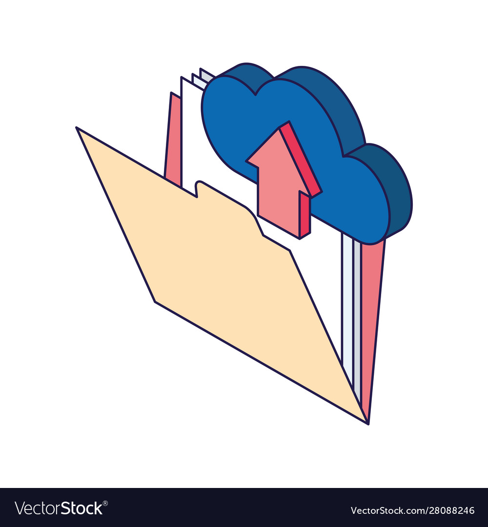 Documents folder and cloud storage icon vector image Documents folder and cloud storage icon