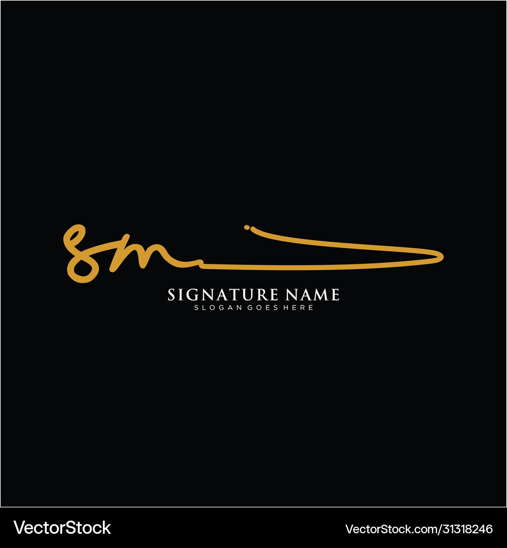 Letter sm signature logo template Royalty Free Vector Image