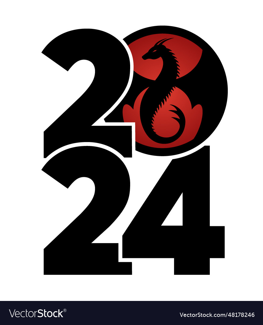 Logo 2024 with the dragon icon symbol Royalty Free Vector