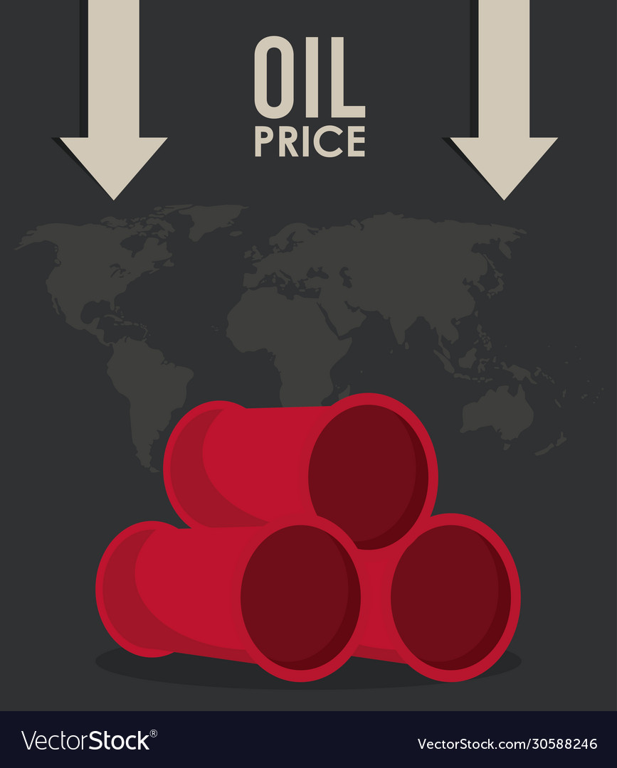 Oil price infographic with barrels and earth