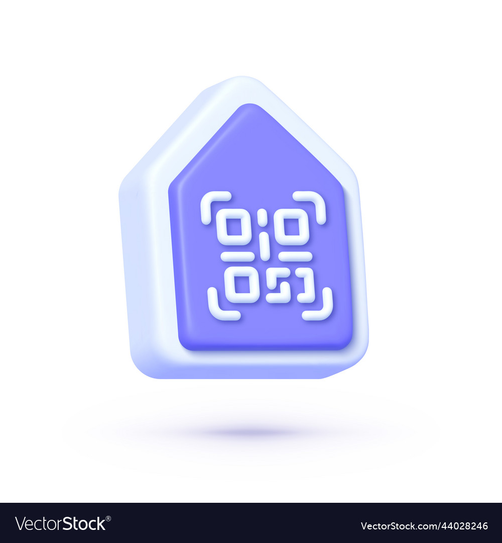 Qr code home in 3d style on white background vector image Qr code home in 3d style on white background