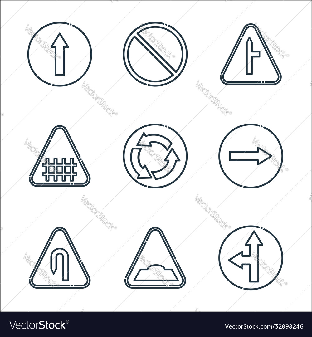 Signaling line icons linear set quality vector image Signaling line icons linear set quality