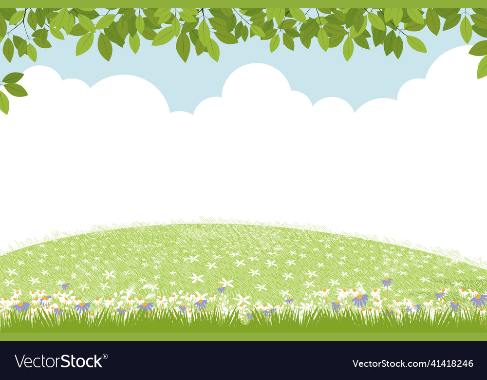 Spring background with rural grass field vector image Spring background with rural grass field