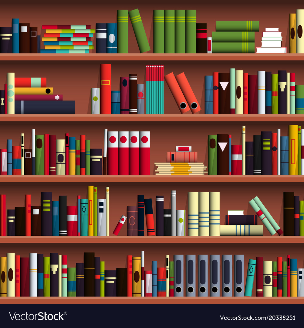 Download Book shelves library seamless pattern Royalty Free Vector