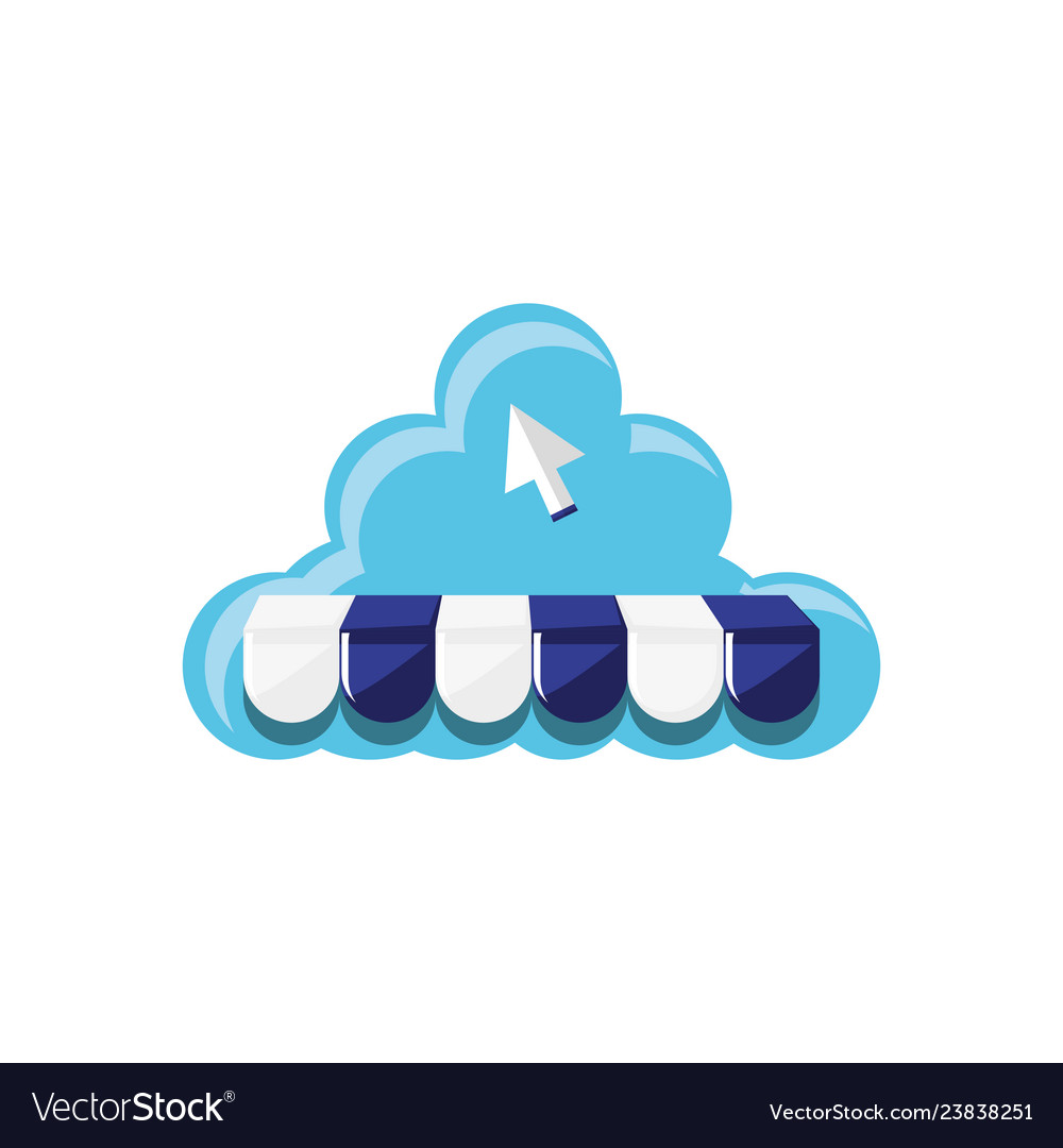Cloud Computing mit Sonnenschirm und Zeigerpfeil vector image Cloud Computing mit Sonnenschirm und Zeigerpfeil