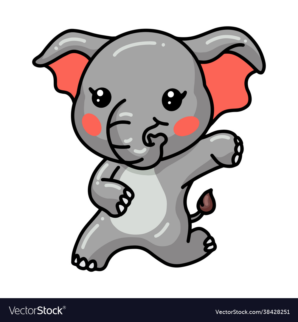 Cute baby elephant cartoon dancing Royalty Free Vector Image