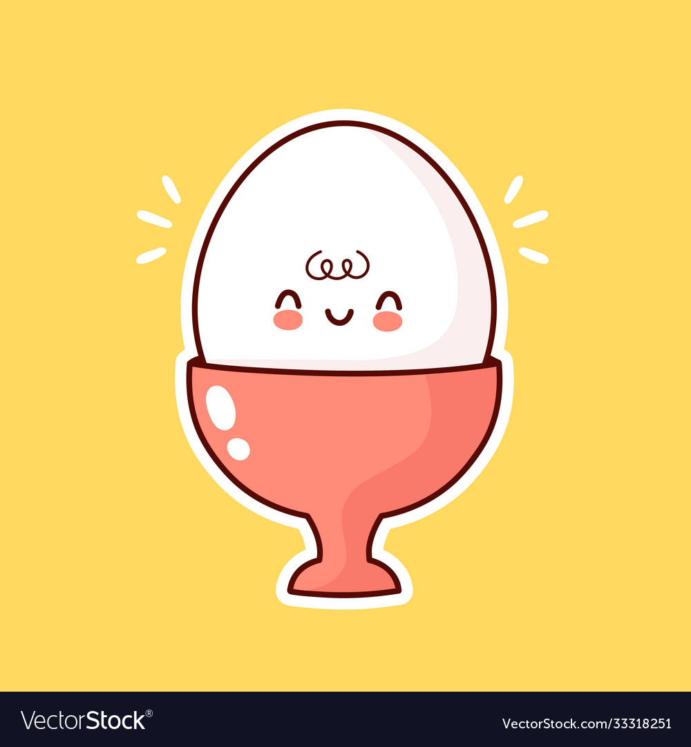 Cute funny boiled egg in cup Royalty Free Vector Image