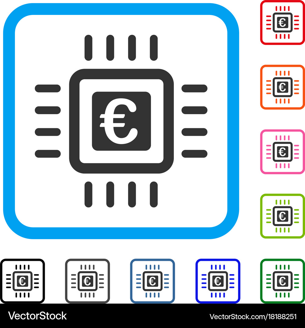 Euro processor framed icon Royalty Free Vector Image
