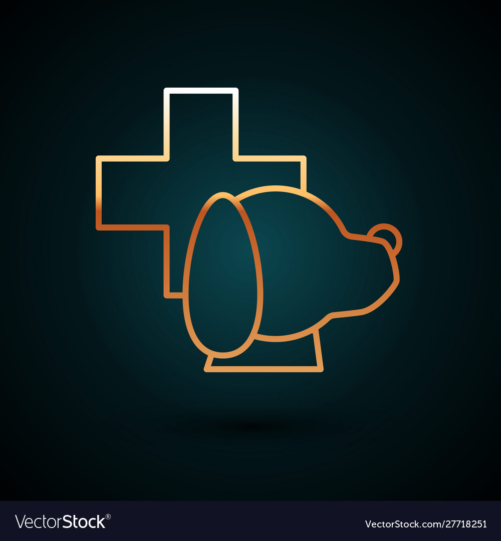 Gold line veterinary clinic symbol icon isolated