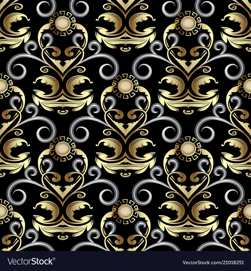 Gold ornate baroque damask seamless pattern Vector Image