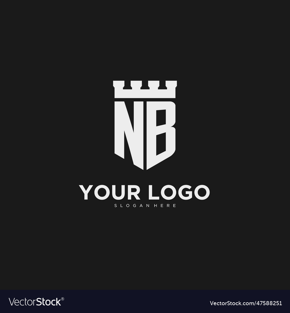 Initials nb logo monogram with shield Royalty Free Vector