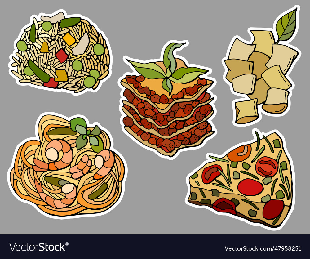 Italian cuisine stickers lasagna fritata pasta