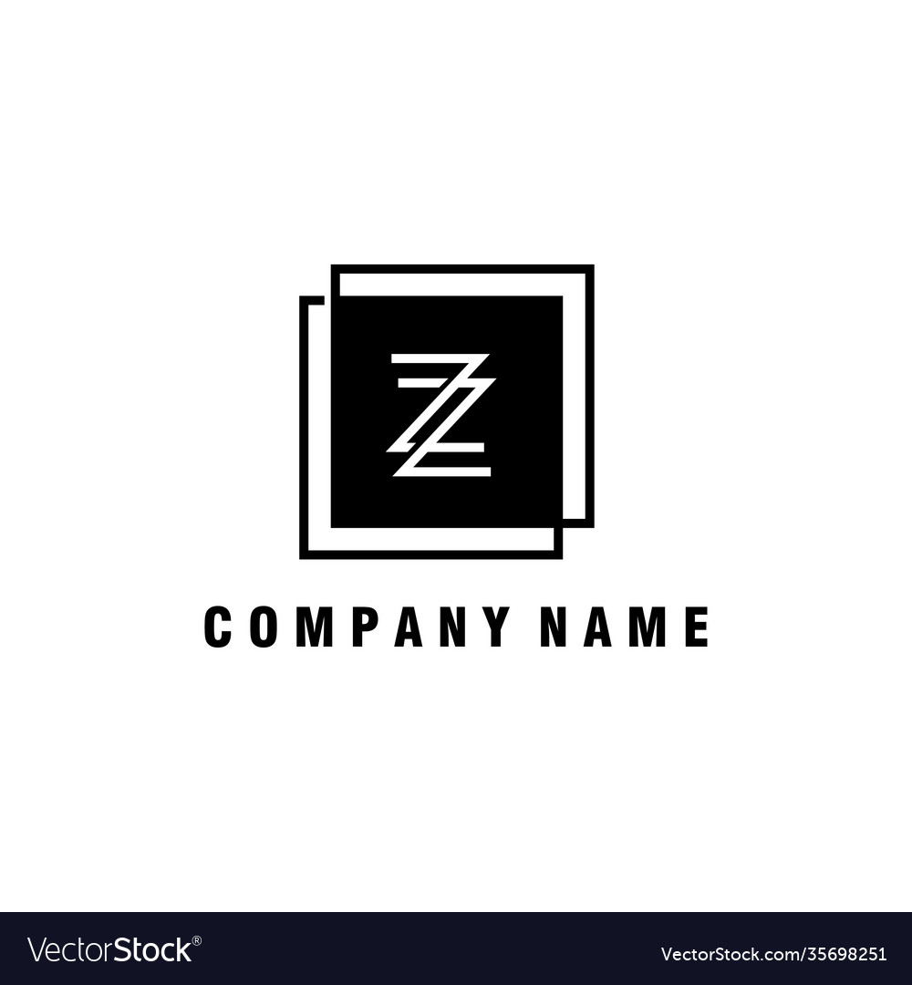 Letter z logo double square line design template