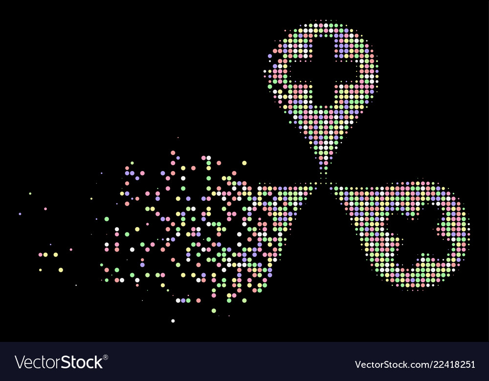 Light disintegrating pixel halftone hospital map