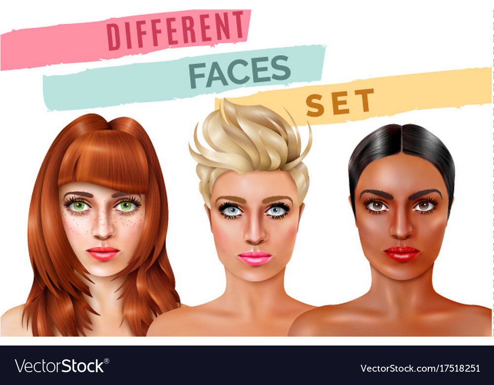 Model face set Royalty Free Vector Image - VectorStock