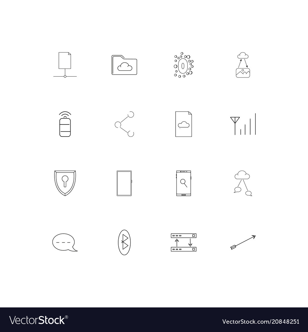 Network and database linear thin icons set