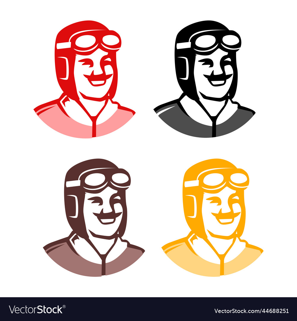 Portrait of pilot aviator airman Royalty Free Vector Image