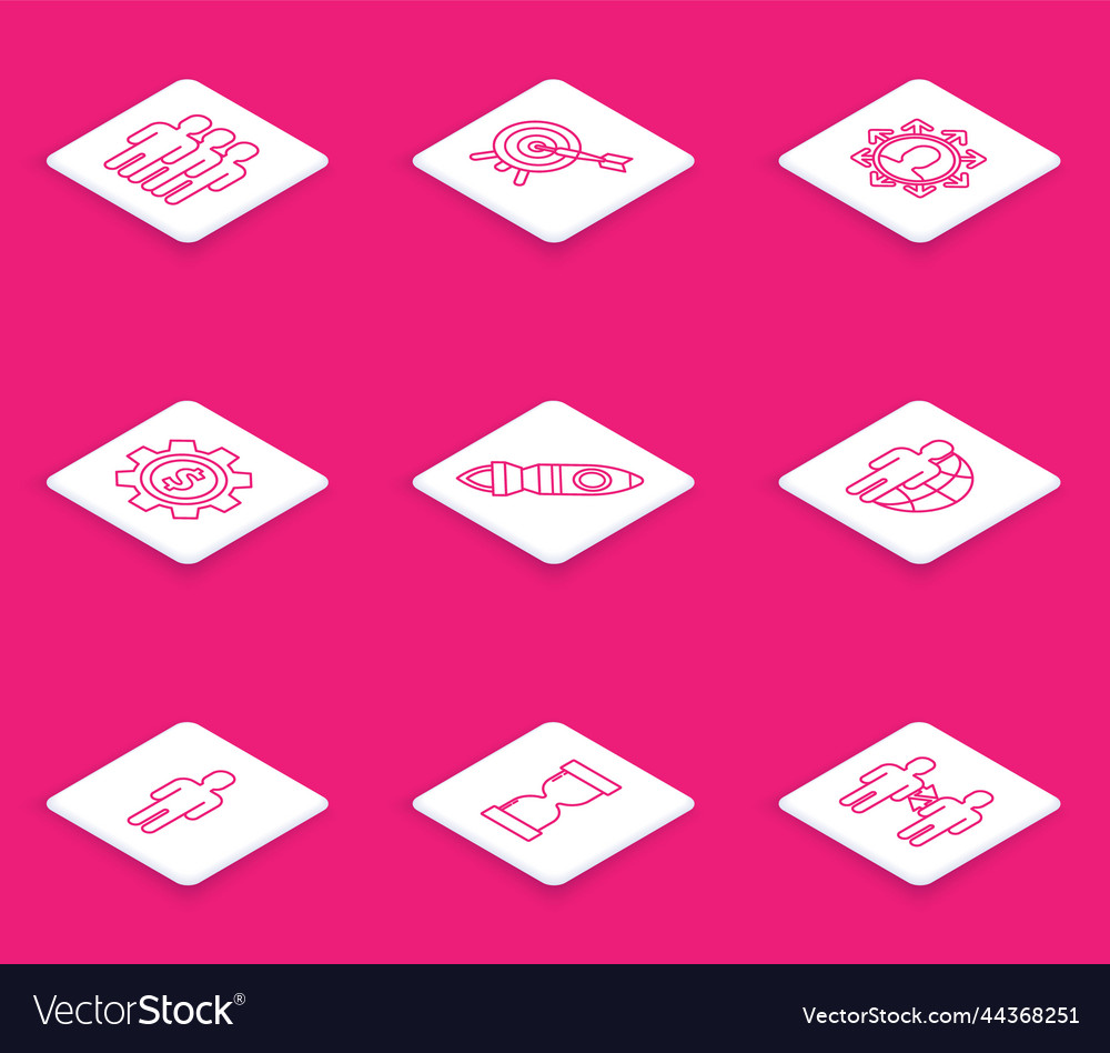 Set line users group target with arrow project Vector Image Set line users group target with arrow project