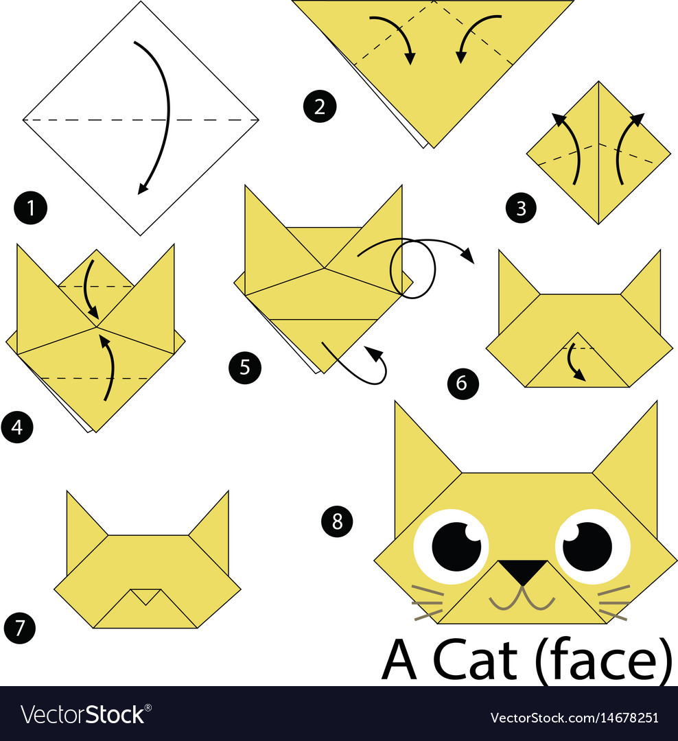 Step by instructions how to make origami Vector Image