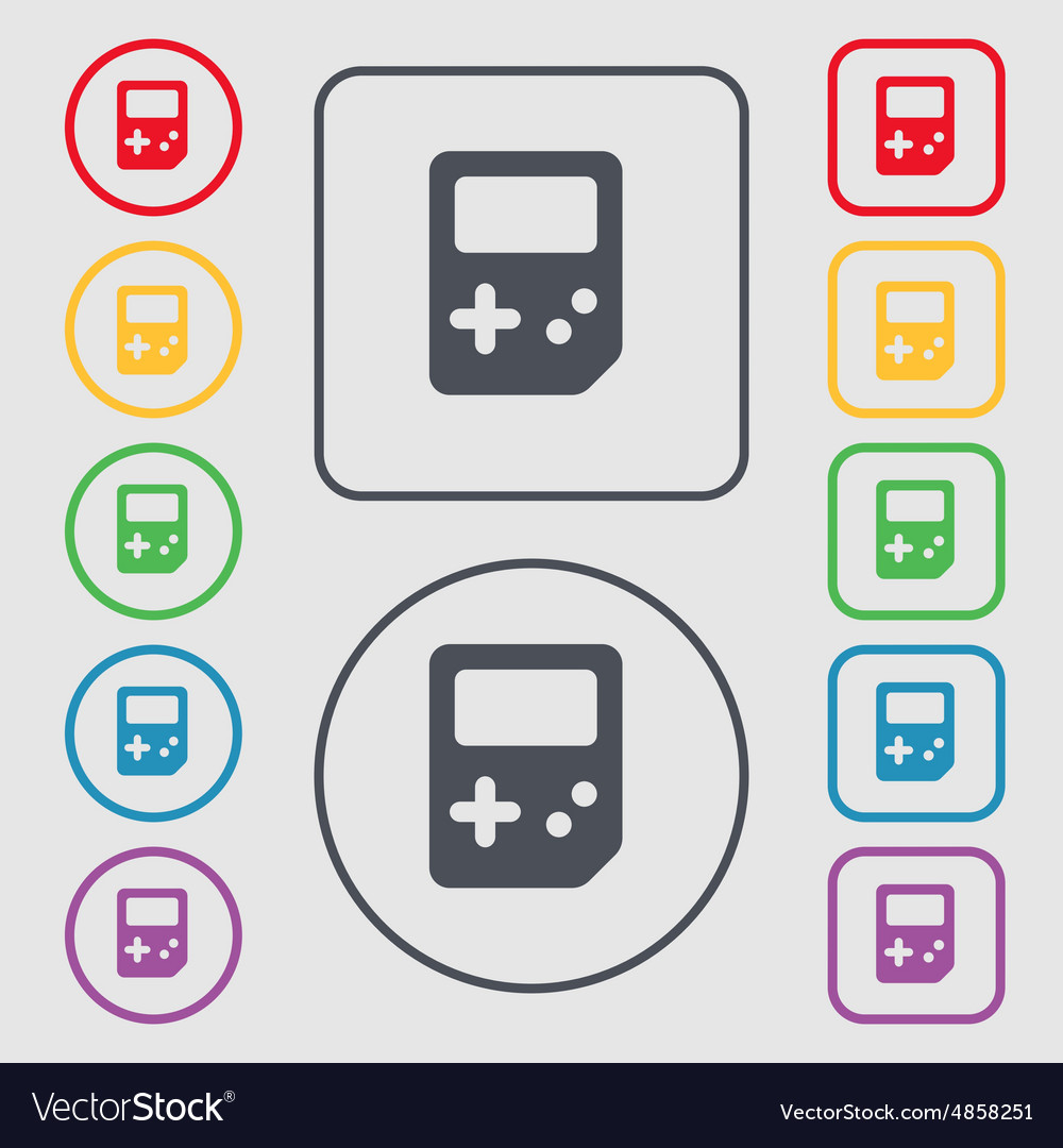 Tetris icon sign symbol on the round and square