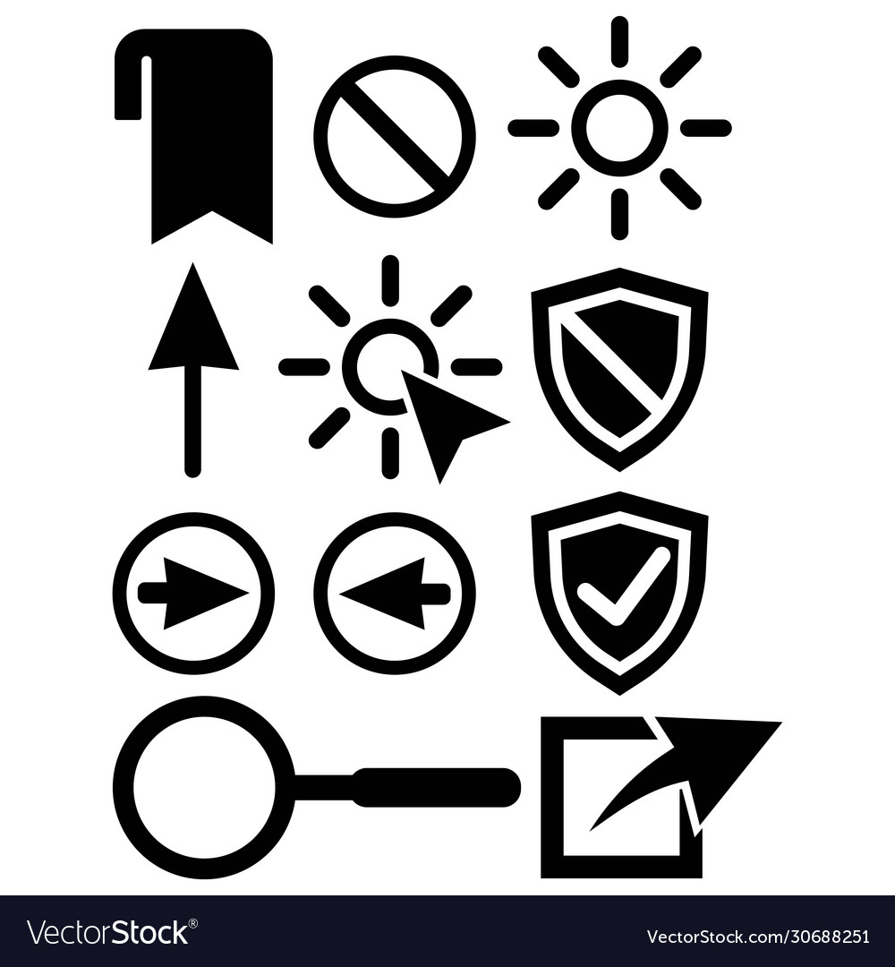Web office arrows magnifier cursor icon set vector image Web office arrows magnifier cursor icon set
