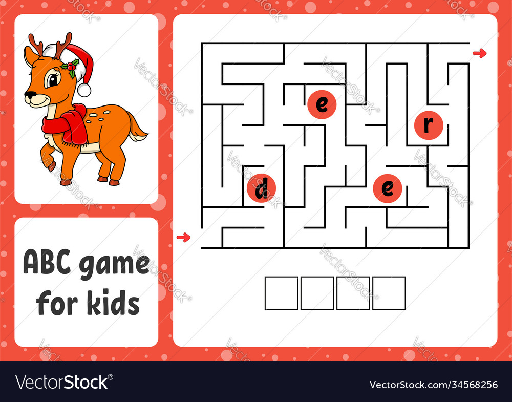 Abc maze for kids rectangle labyrinth christmas vector image Abc maze for kids rectangle labyrinth christmas