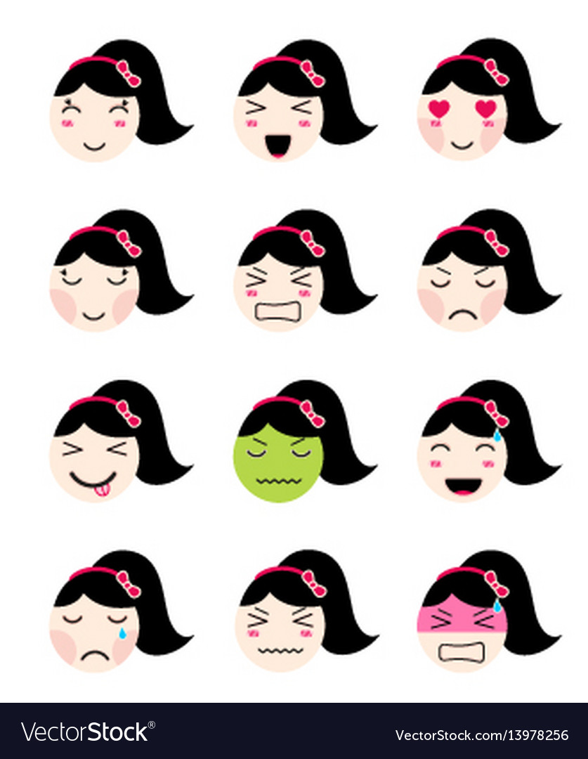 Emoticon female kawaii style icon Stock Vector by ©yupiramos 130781542