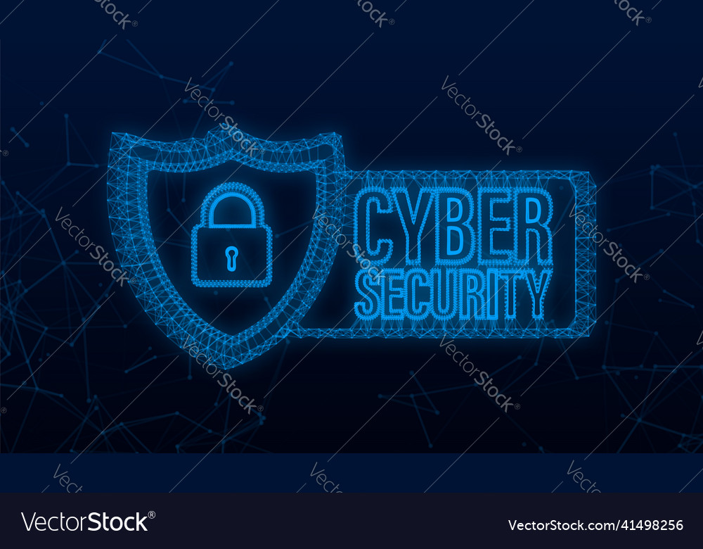 Cyber-Sicherheitsplexus mit Schild und überprüfen vector image Cyber-Sicherheitsplexus mit Schild und überprüfen