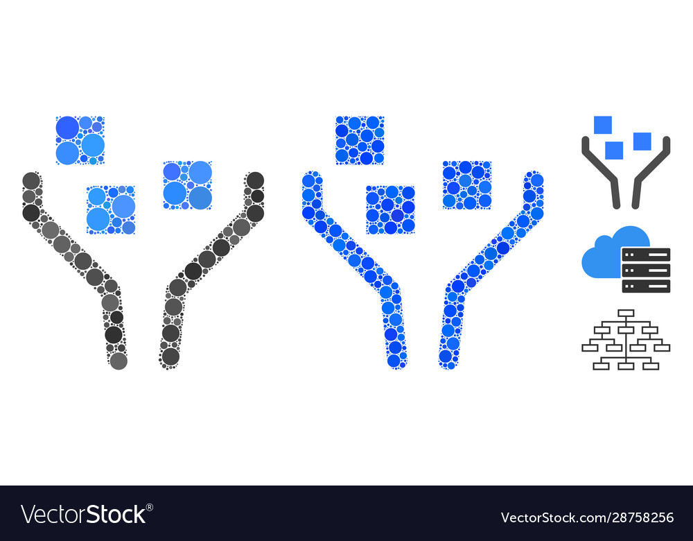 Data filtering composition icon spheric items vector image Data filtering composition icon spheric items
