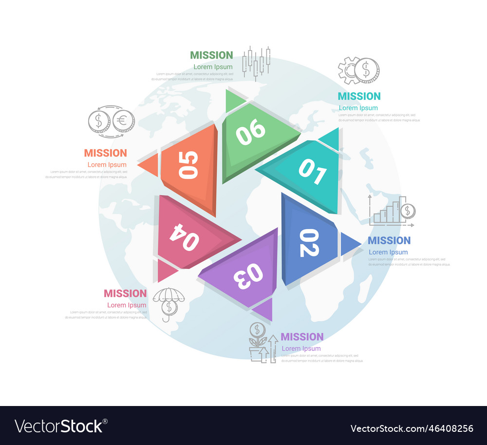 Infographics elements design with numbers 6 Vector Image Infographics elements design with numbers 6