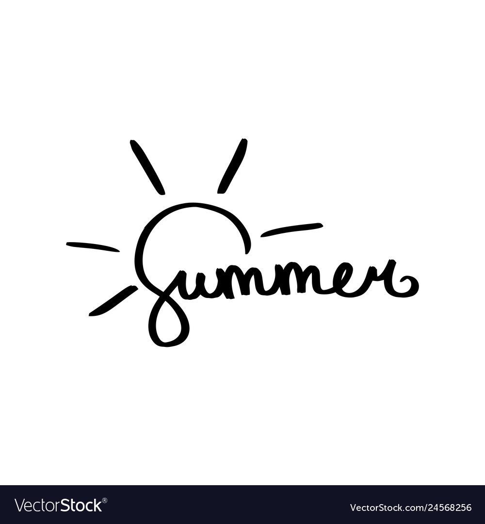 Lettering summer with sun hand drawn card