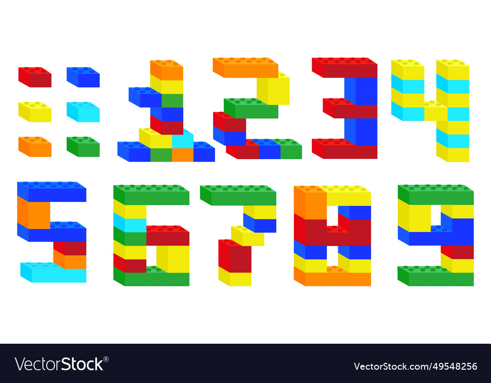Numbers from plastic constructor vector image Numbers from plastic constructor