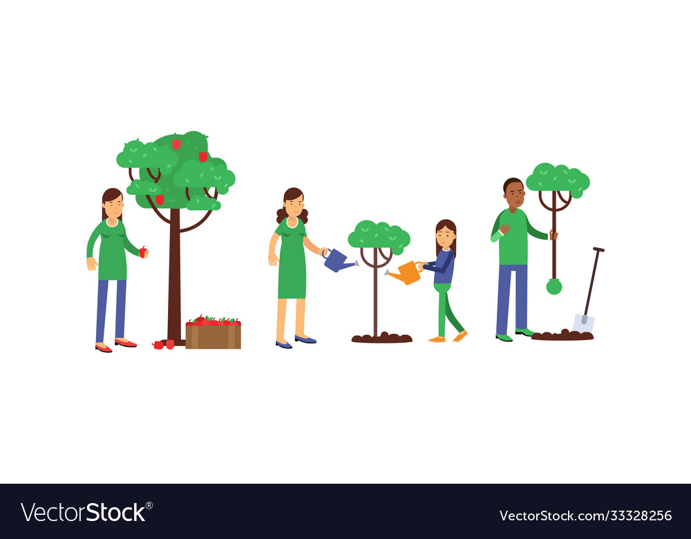 People characters contributing into environment