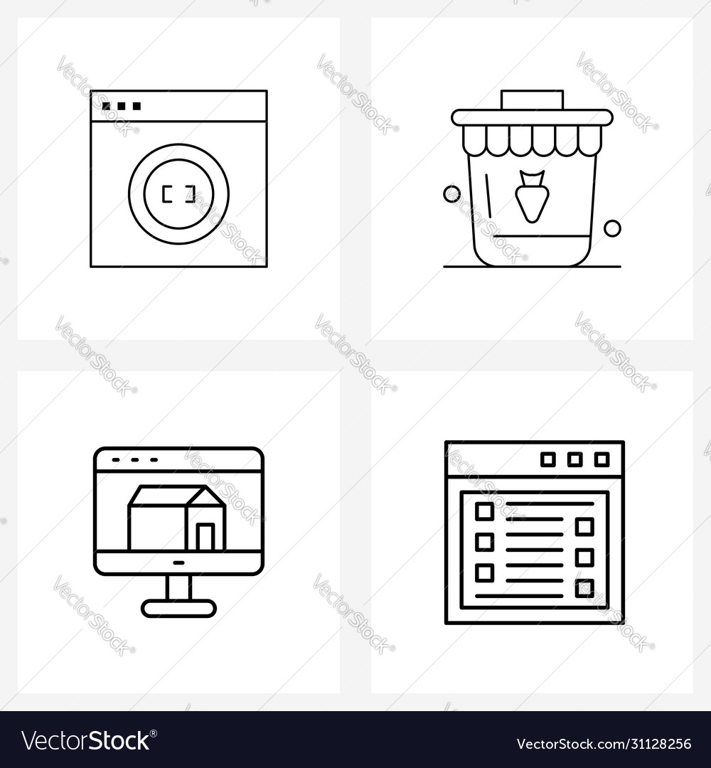 Pixel perfect set 4 line icons such as code