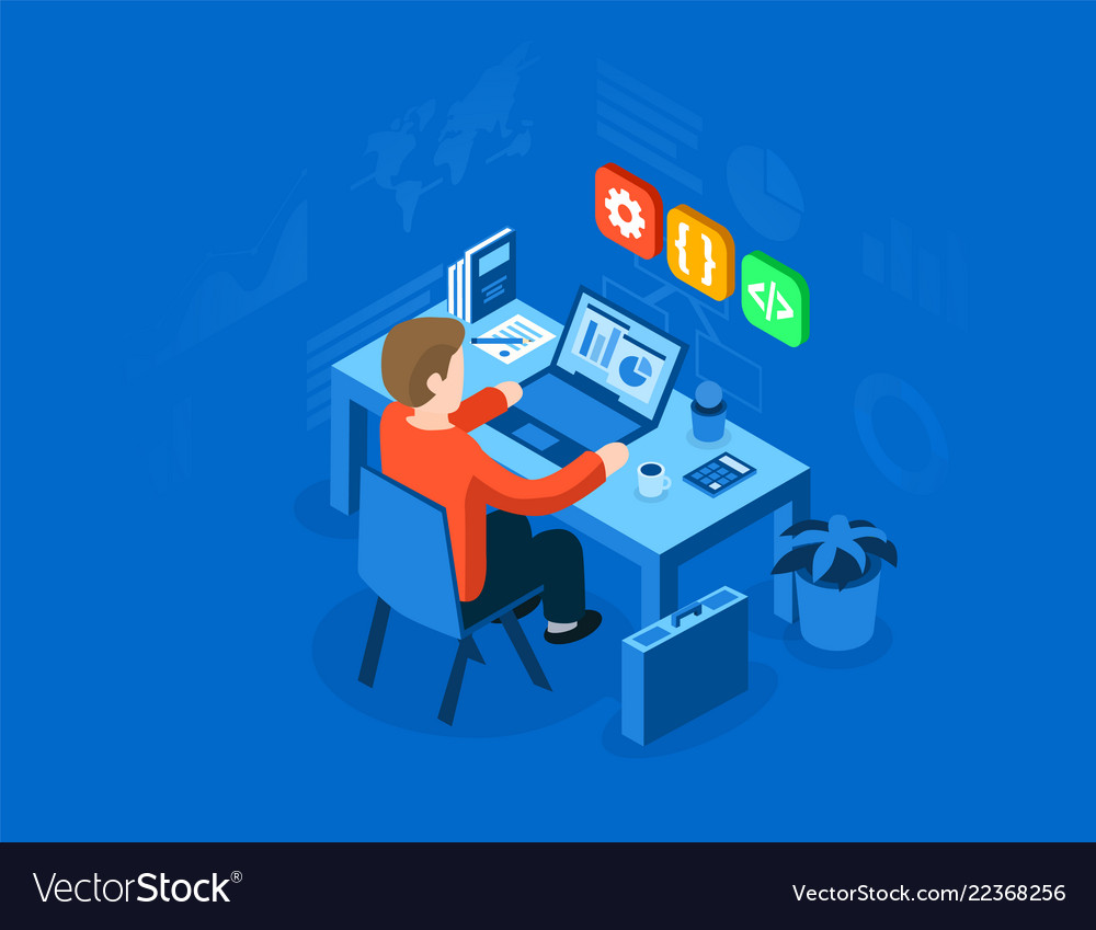 Programmer at work concept can use for web banner Vector Image