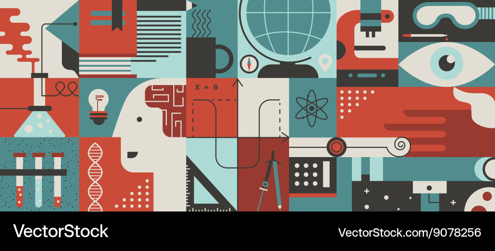 Science flat background Royalty Free Vector Image